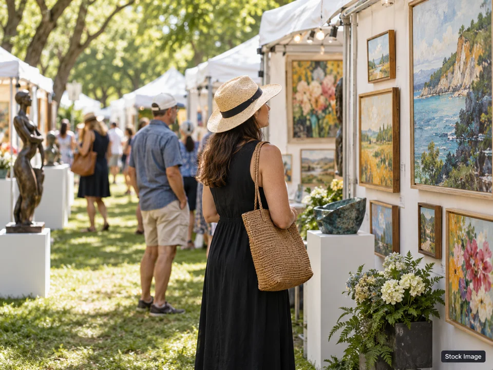 Tres Amigos West Sedona Arts & Crafts Show: Art & Fine-Art Festivals in Sedona, Arizona (gallery walk scene)