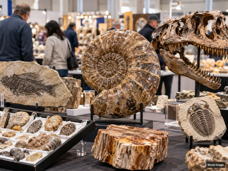 Enter the Earth Wholesale Warehouse Show - October Show: Gem, Mineral, Rock & Jewelry Shows in Tucson, Arizona (fossils scene)