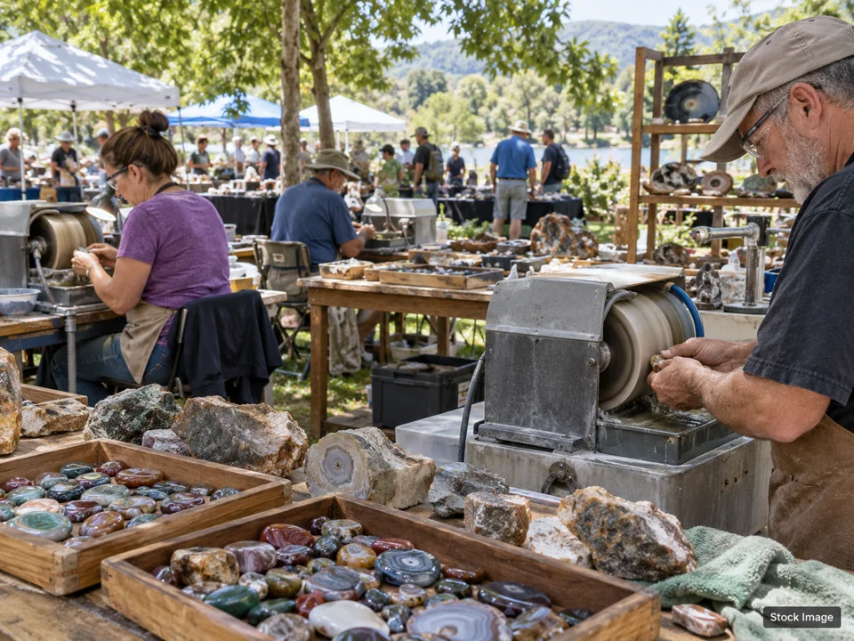 JK Stone Tucson Warehouse Show - October Show: Gem, Mineral, Rock & Jewelry Shows in Tucson, Arizona (lapidary scene)