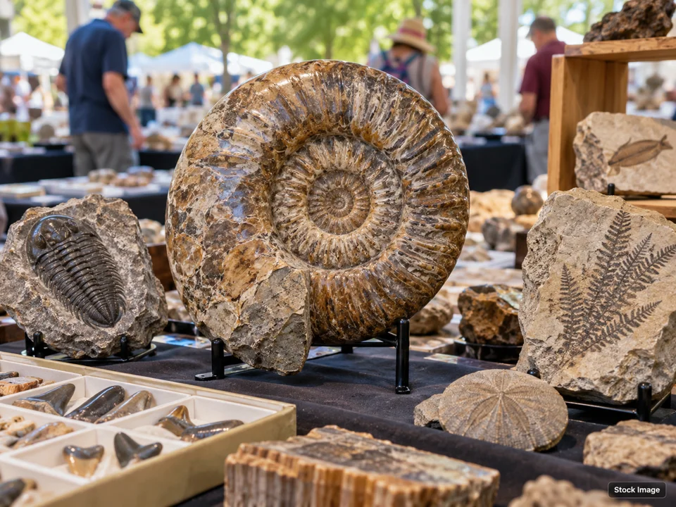 Mineral Nexus - October Show: Gem, Mineral, Rock & Jewelry Shows in Tucson, Arizona (fossils scene)