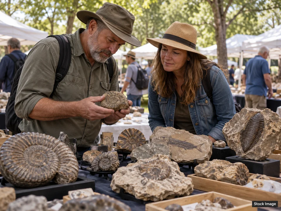 Rock Warehouse - October Show: Gem, Mineral, Rock & Jewelry Shows in Tucson, Arizona (fossils scene)