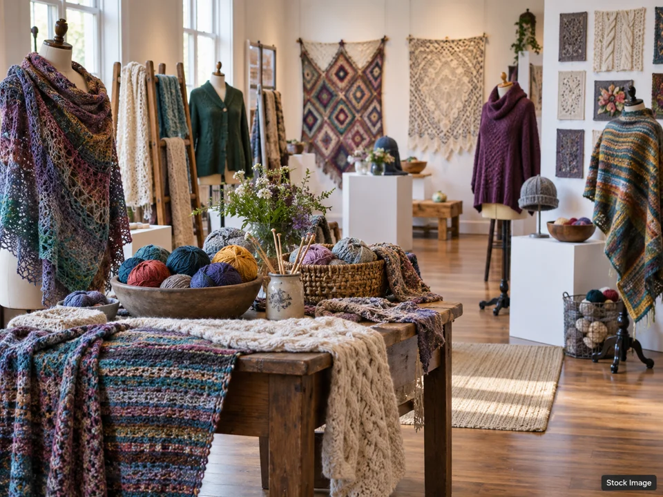 QBS Monthly Meeting (November): Quilt, Fiber & Needlework Shows in Warren, Rhode Island (knitting/crochet scene)