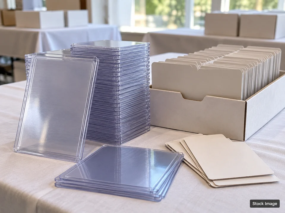 G.A.S. Card Show: Sports Card Shows in Lee's Summit, Missouri (plain rigid card protectors and blank cardboard dividers scene)