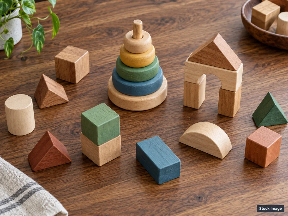 Wayne NJ Toy Show: Toy Shows in Wayne, New Jersey (wooden geometric stacking blocks scene)
