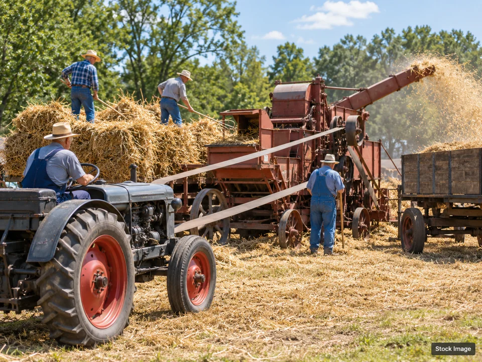 Fort Wayne Farm Show: Antique Tractor, Engine & Steam Shows in Fort Wayne, Indiana (threshing scene)
