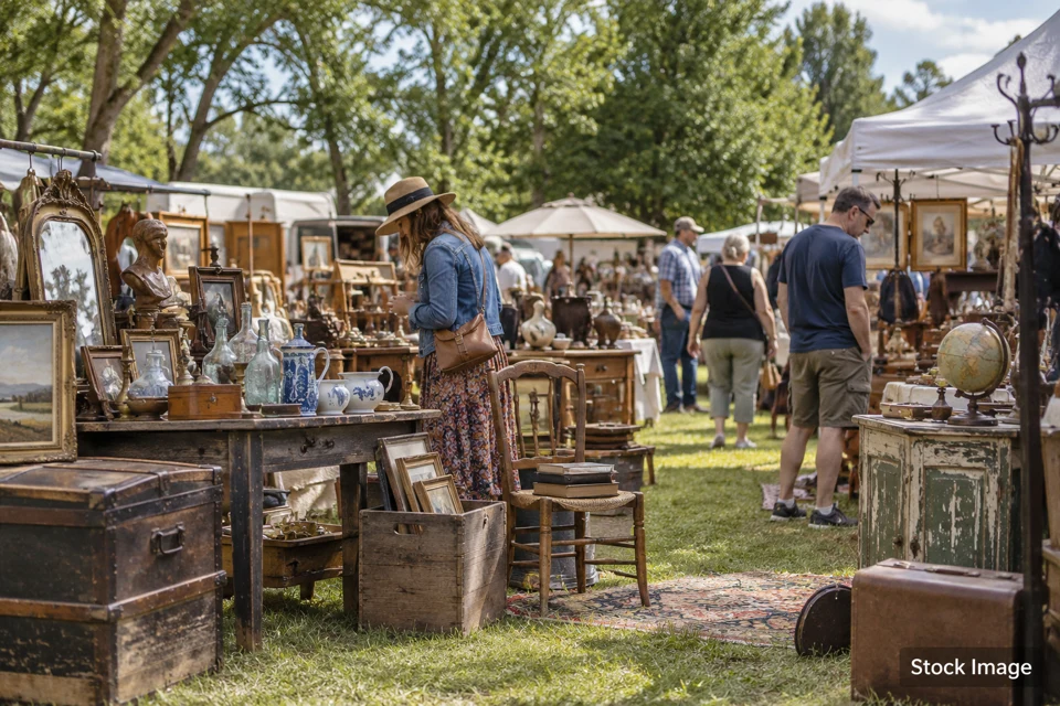 Flea market — flea market exhibits and activities scene