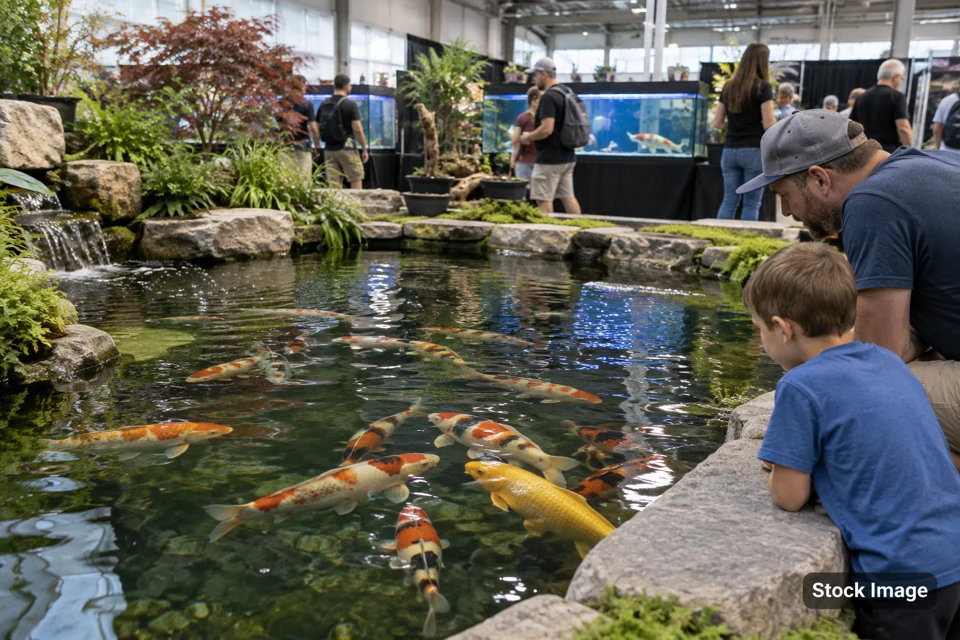 Koi/pond — koi/pond exhibits and activities scene