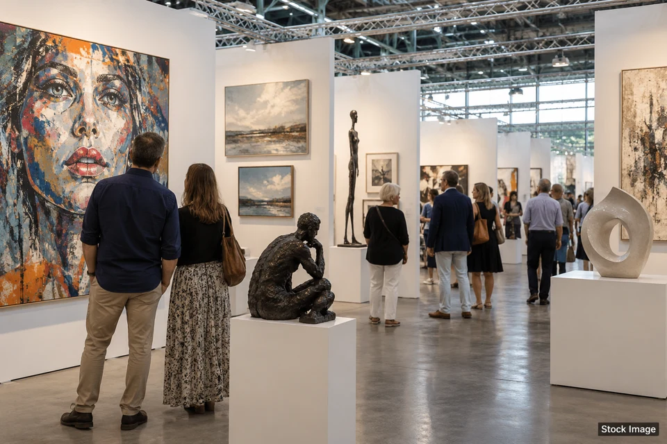 Fine art fair — fine art fair exhibits and activities scene