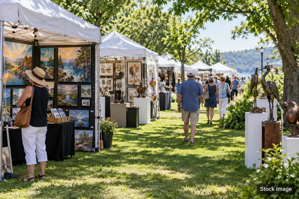 Outdoor art show — outdoor art show exhibits and activities scene