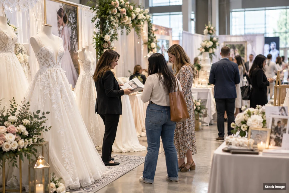 Bridal fair — bridal fair exhibits and activities scene