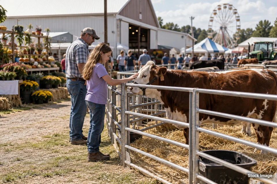Agricultural fair — agricultural fair exhibits and activities scene