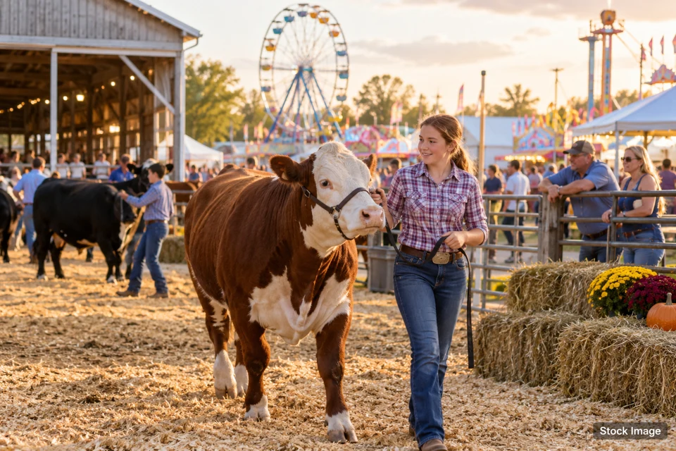 County fair — county fair exhibits and activities scene