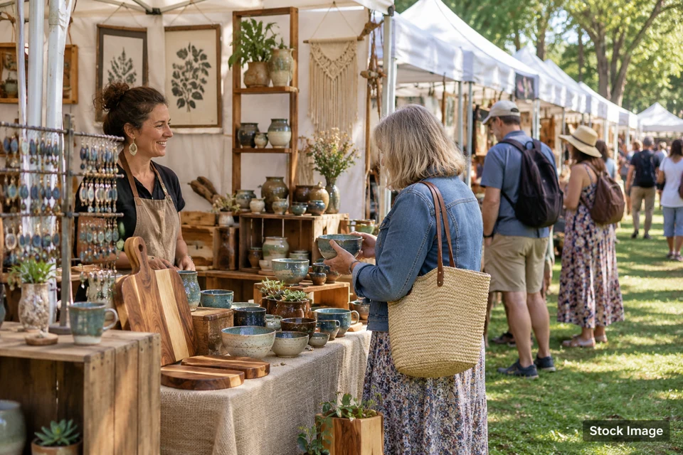 Handmade/artisan market — handmade/artisan market exhibits and activities scene