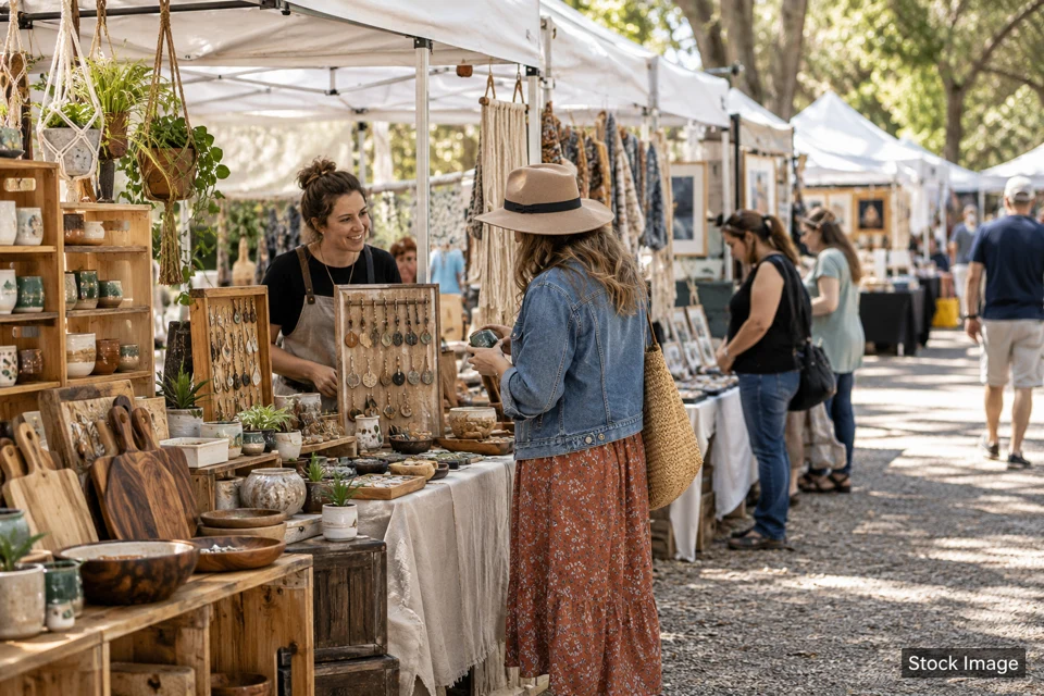 Vendor/maker market — vendor/maker market exhibits and activities scene