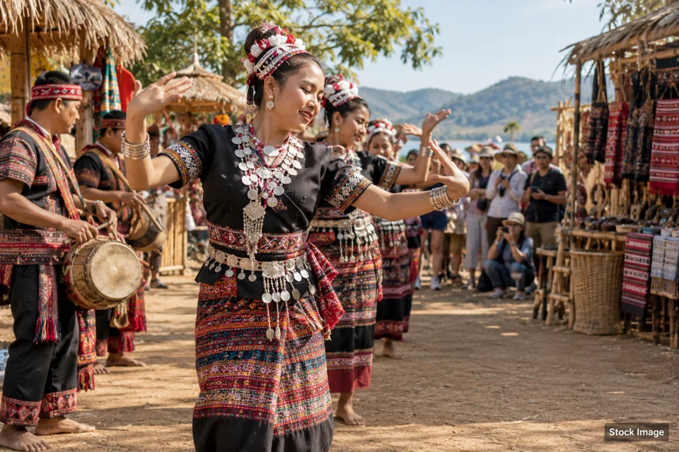 Ethnic festival — ethnic festival exhibits and activities scene