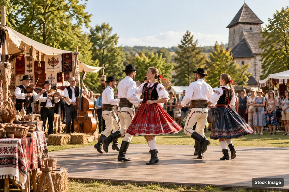Folk festival — folk festival exhibits and activities scene