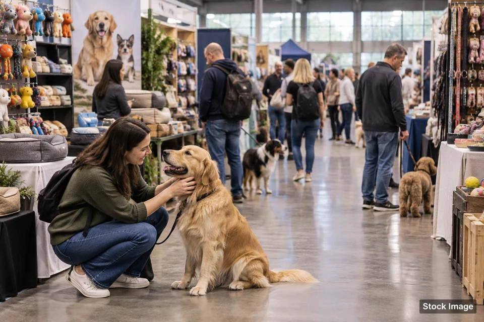 General pet fair — general pet fair exhibits and activities scene