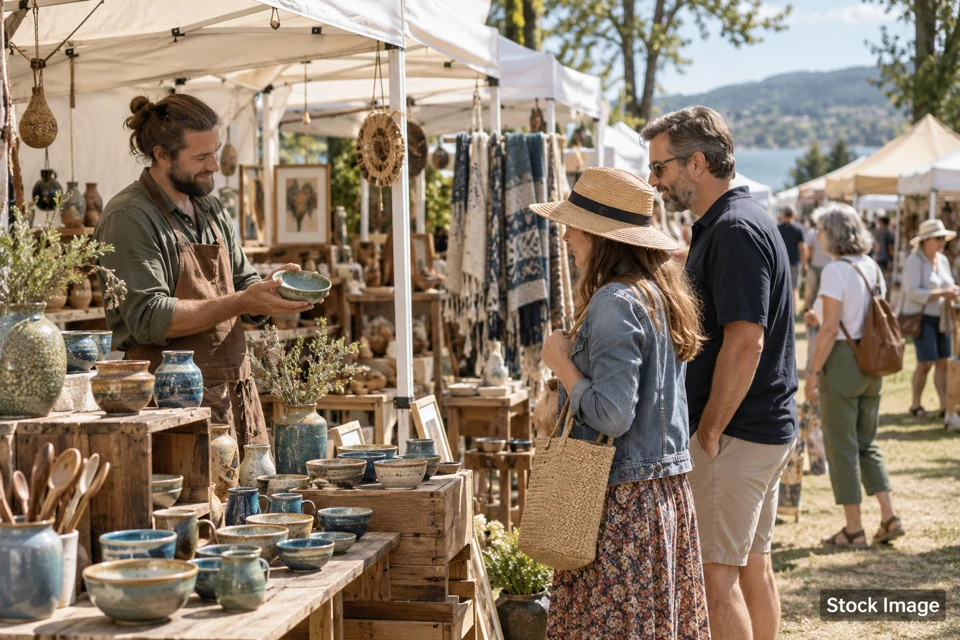 Artisan market — artisan market exhibits and activities scene