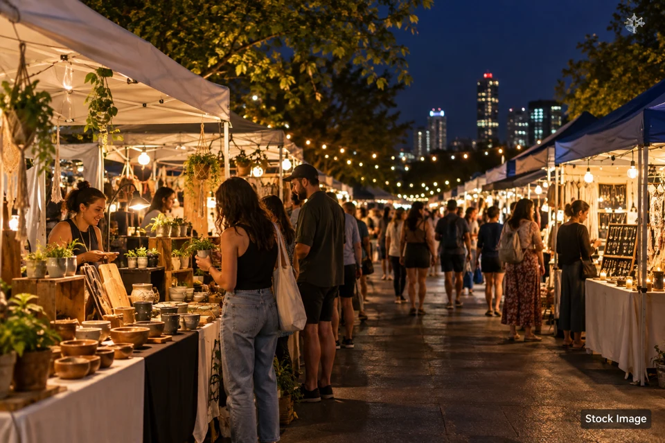 Night market — night market exhibits and activities scene