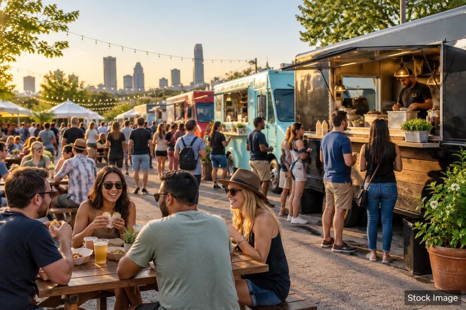 Food-truck festival — food-truck festival exhibits and activities scene