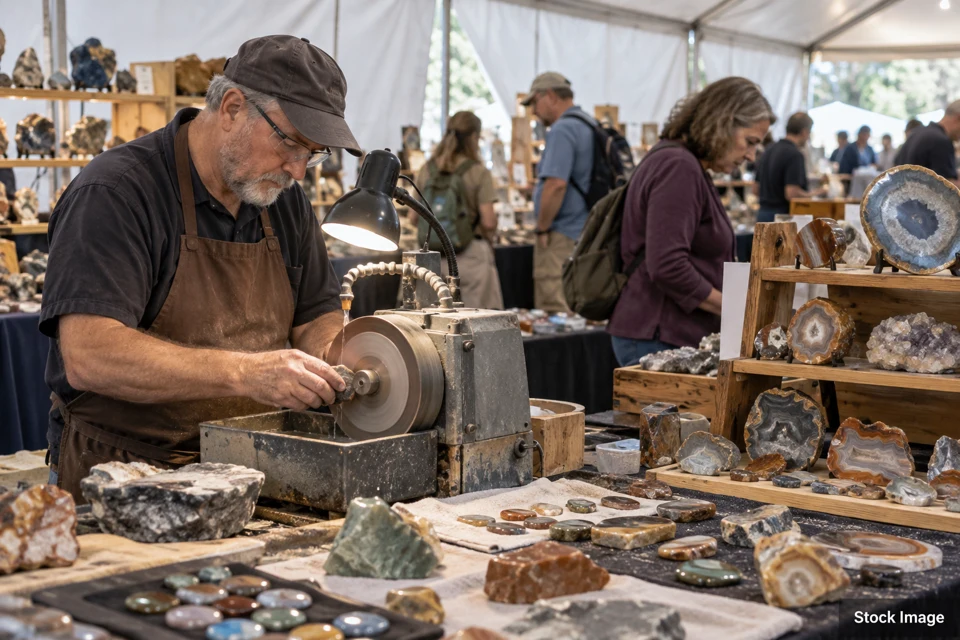Lapidary — lapidary exhibits and activities scene
