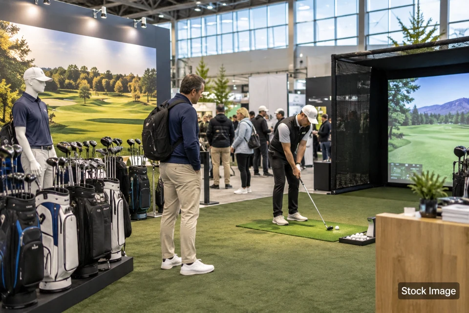 Golf show — golf show exhibits and activities scene