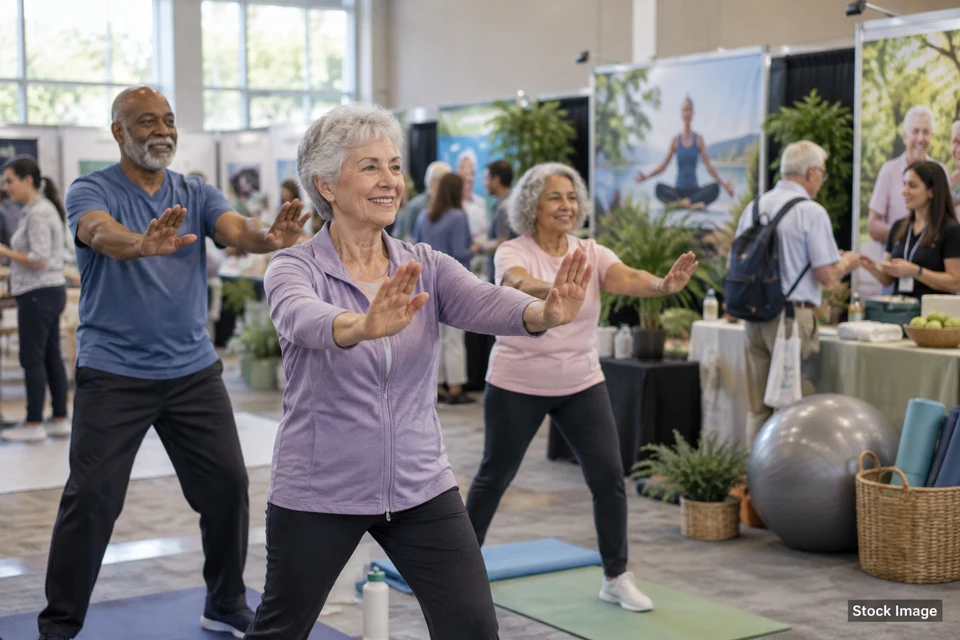 Senior wellness — senior wellness exhibits and activities scene