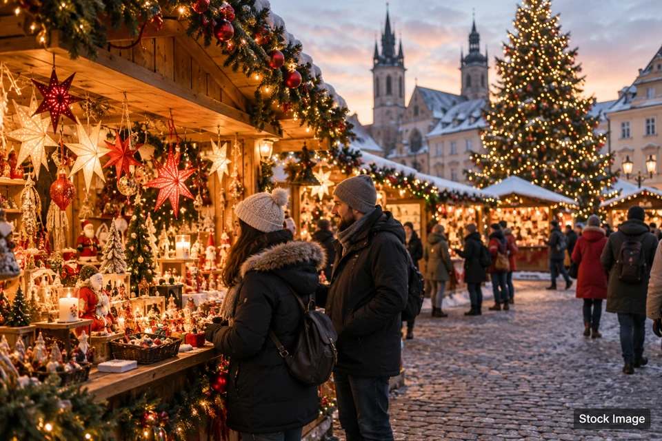 Christmas market — christmas market exhibits and activities scene