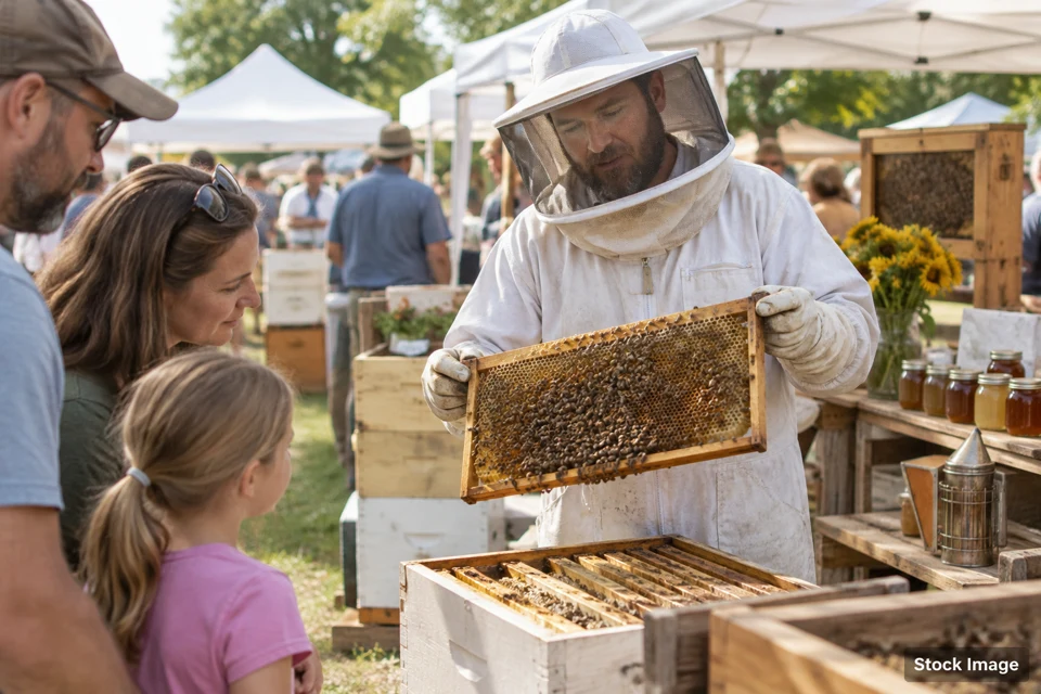 Beekeeping — beekeeping exhibits and activities scene