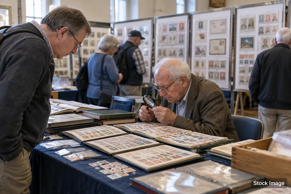 Stamps — stamps exhibits and activities scene