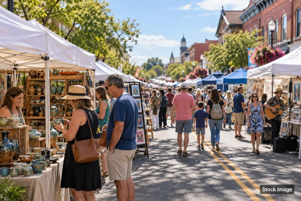 Main-street event — main-street event exhibits and activities scene