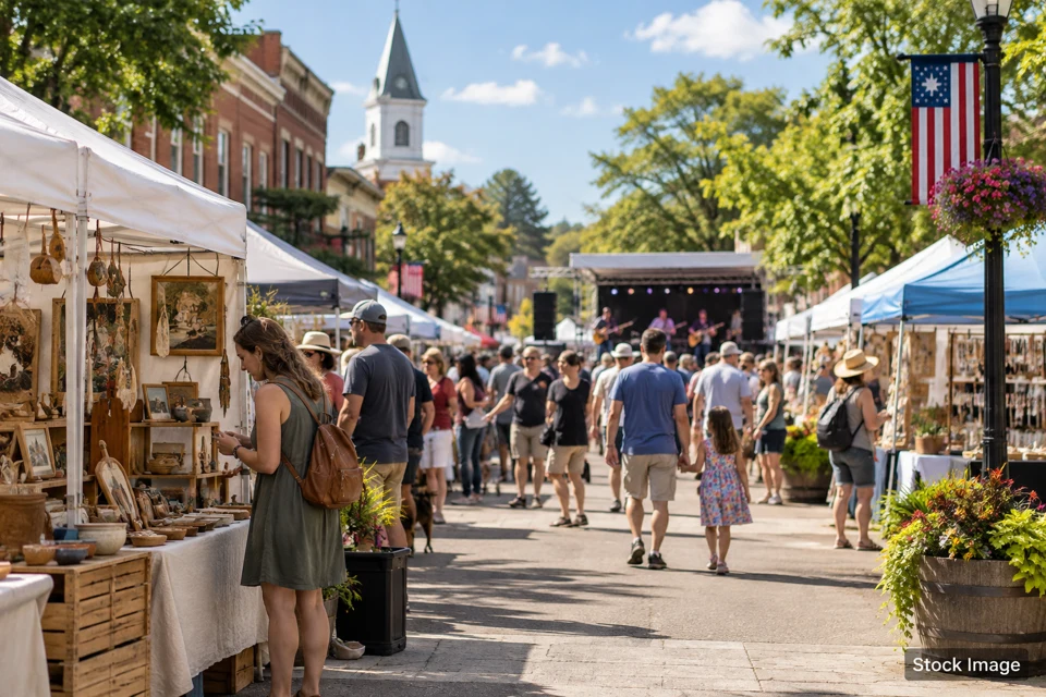 Town festival — town festival exhibits and activities scene