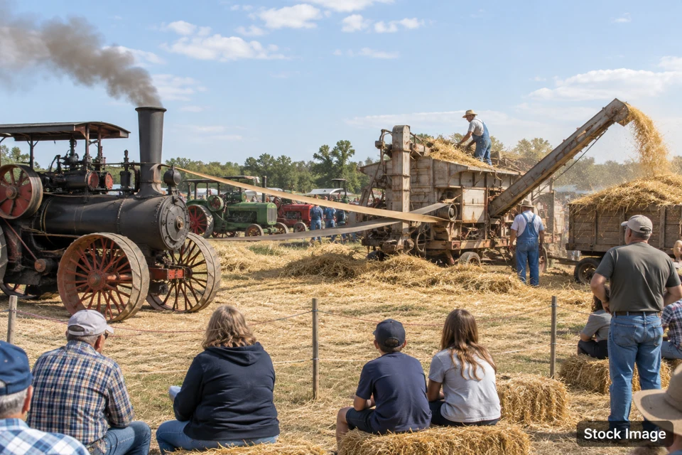 Threshing — threshing exhibits and activities scene